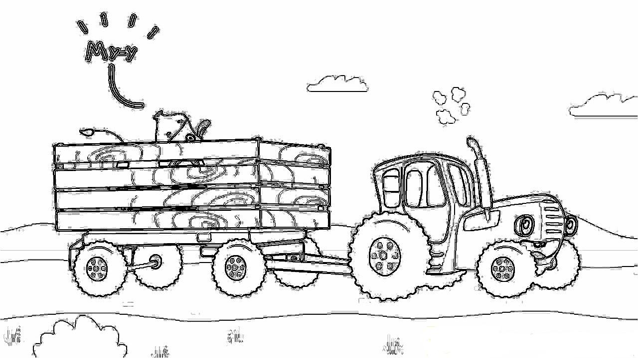 Мультфильм Синий Трактор — раскраска для детей. Распечатать бесплатно.