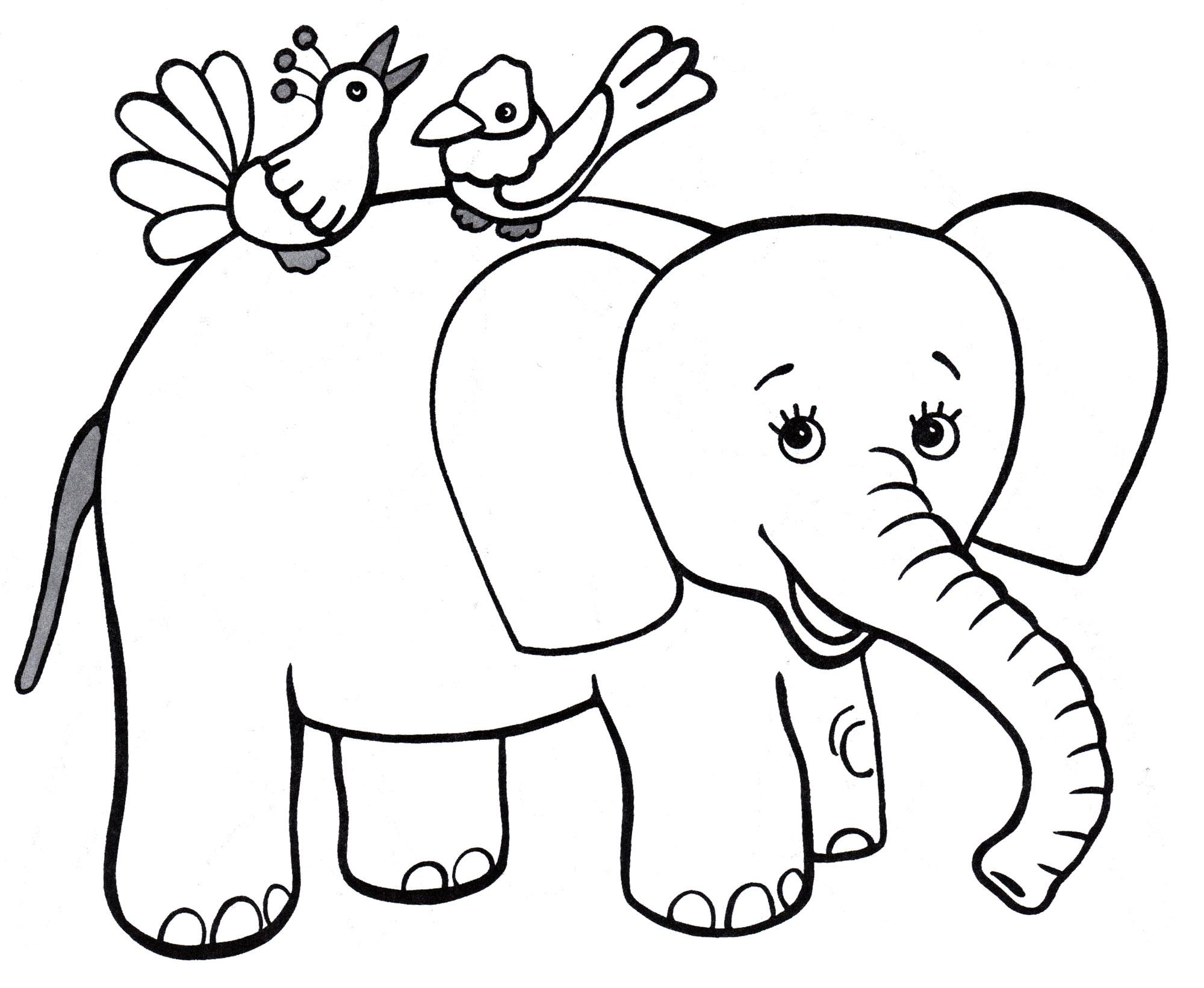 Слон - скачать и распечатать раскраску. слон, слоненок