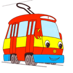 Раскраска Трамвай и такси на светофоре
