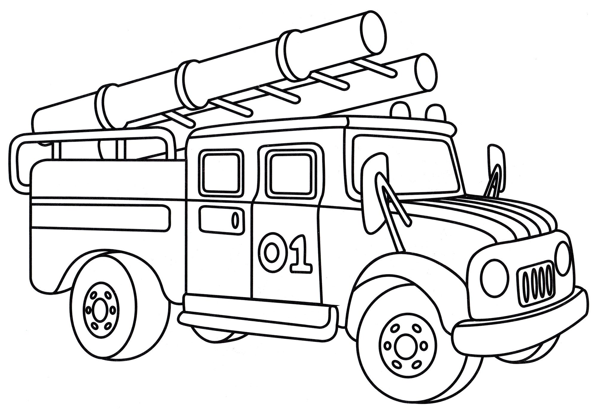 Пожарная машина рисунок раскраска 55 фото