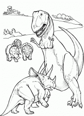 Тираннозавр и прицератопс
