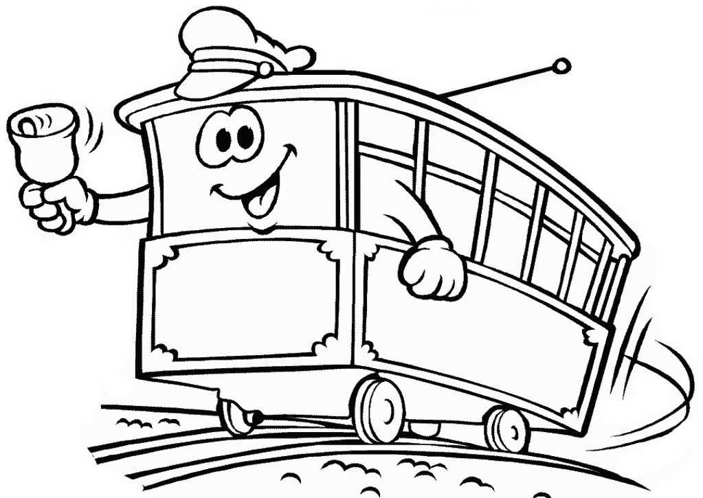 «Трамвай» бесплатная раскраска для детей - мальчиков и девочек