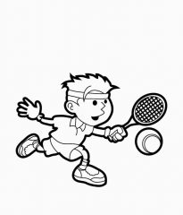 Мальчик играет в теннис