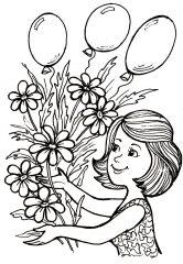 девочка с цветами и шарами