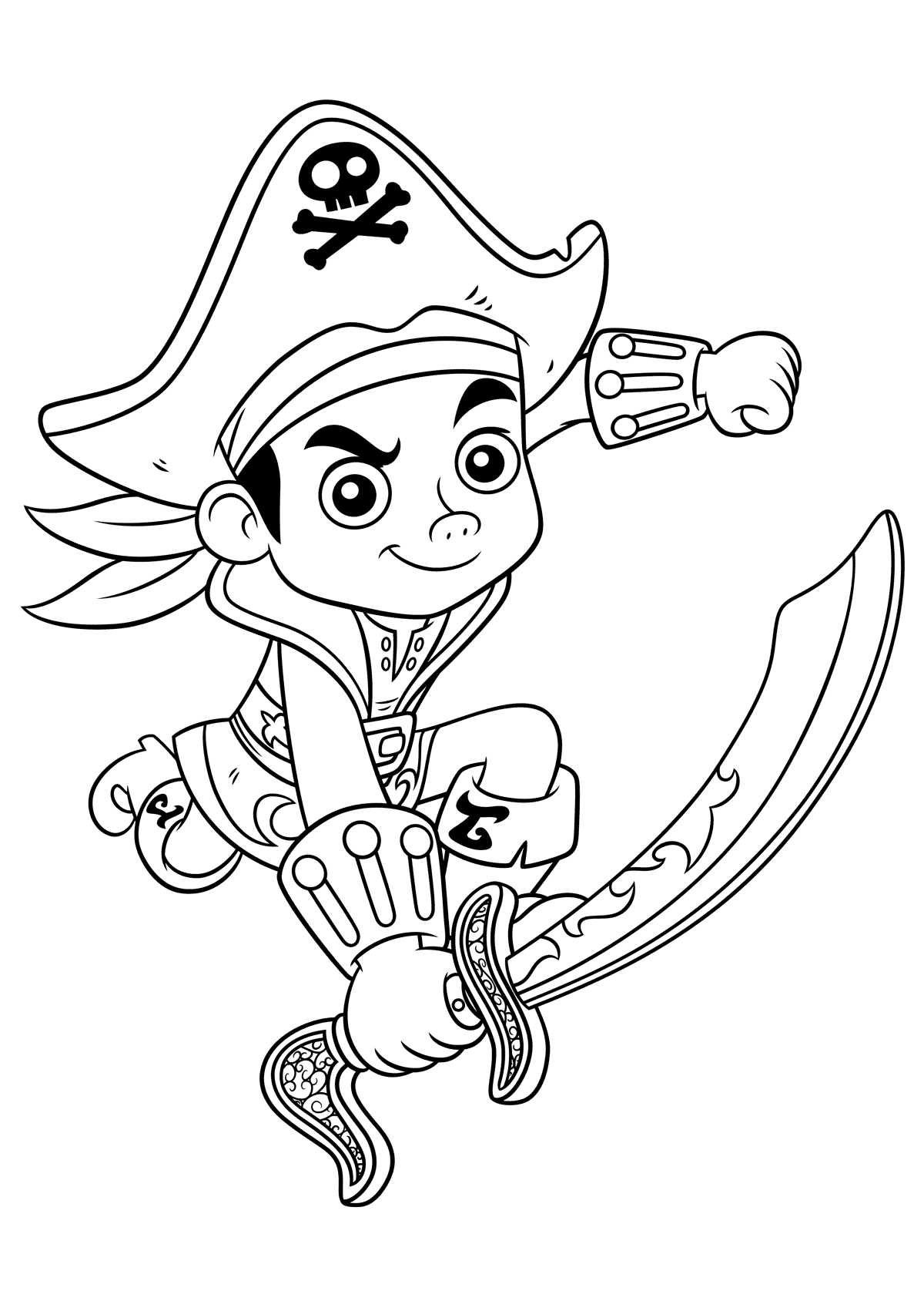 Раскраска с Джейком - предводителем пиратов Нетландии