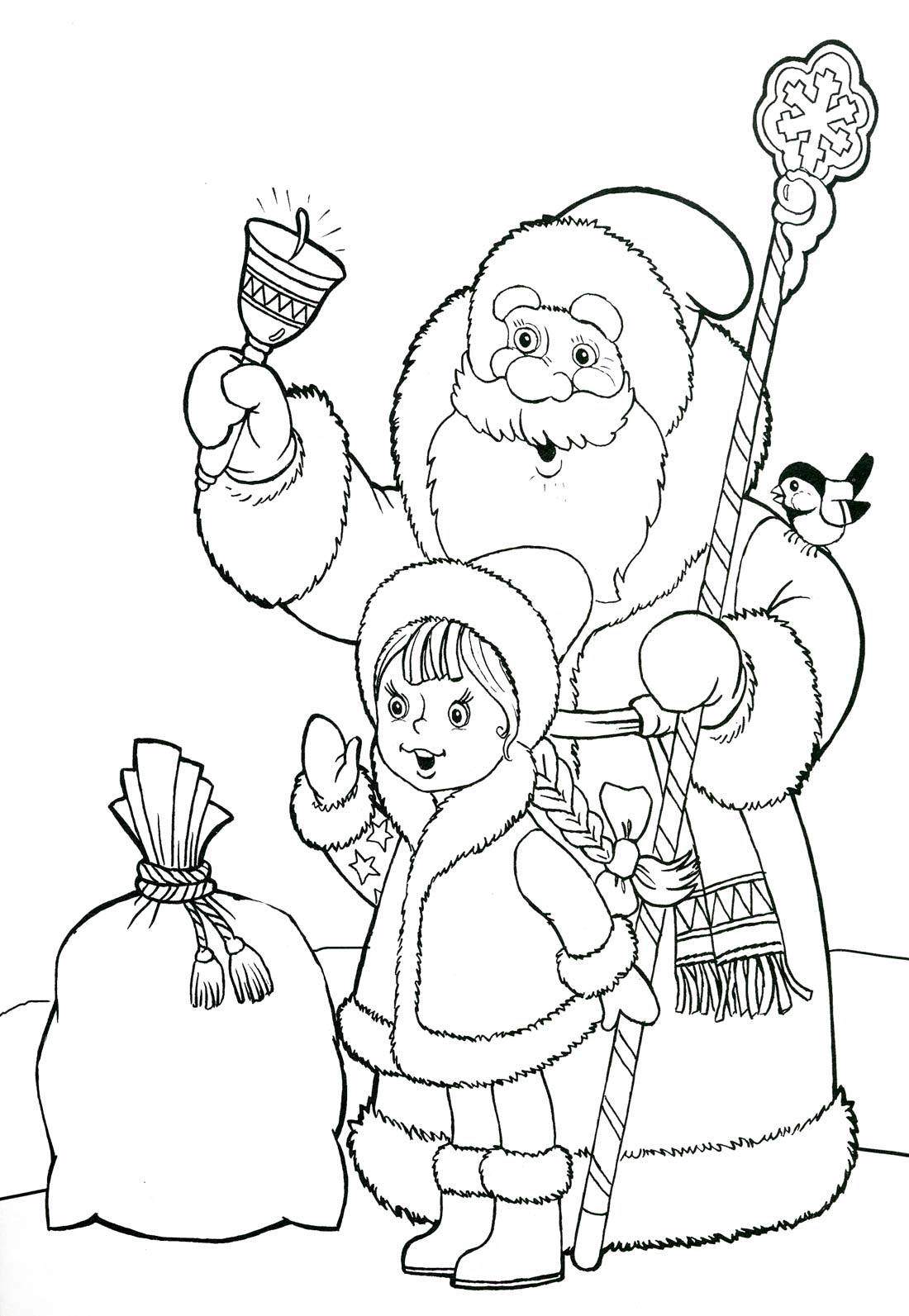 Новогодние раскраски Дед Мороз для детей: 70 картинок