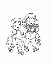 Девочка и мальчик с мороженым