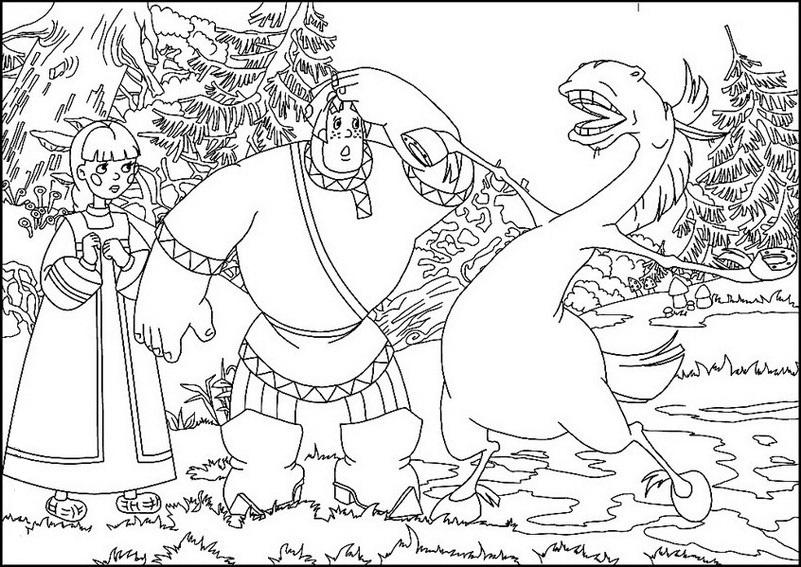 Раскраски из мультфильма Алеша Попович и Тугарин Змей скачать