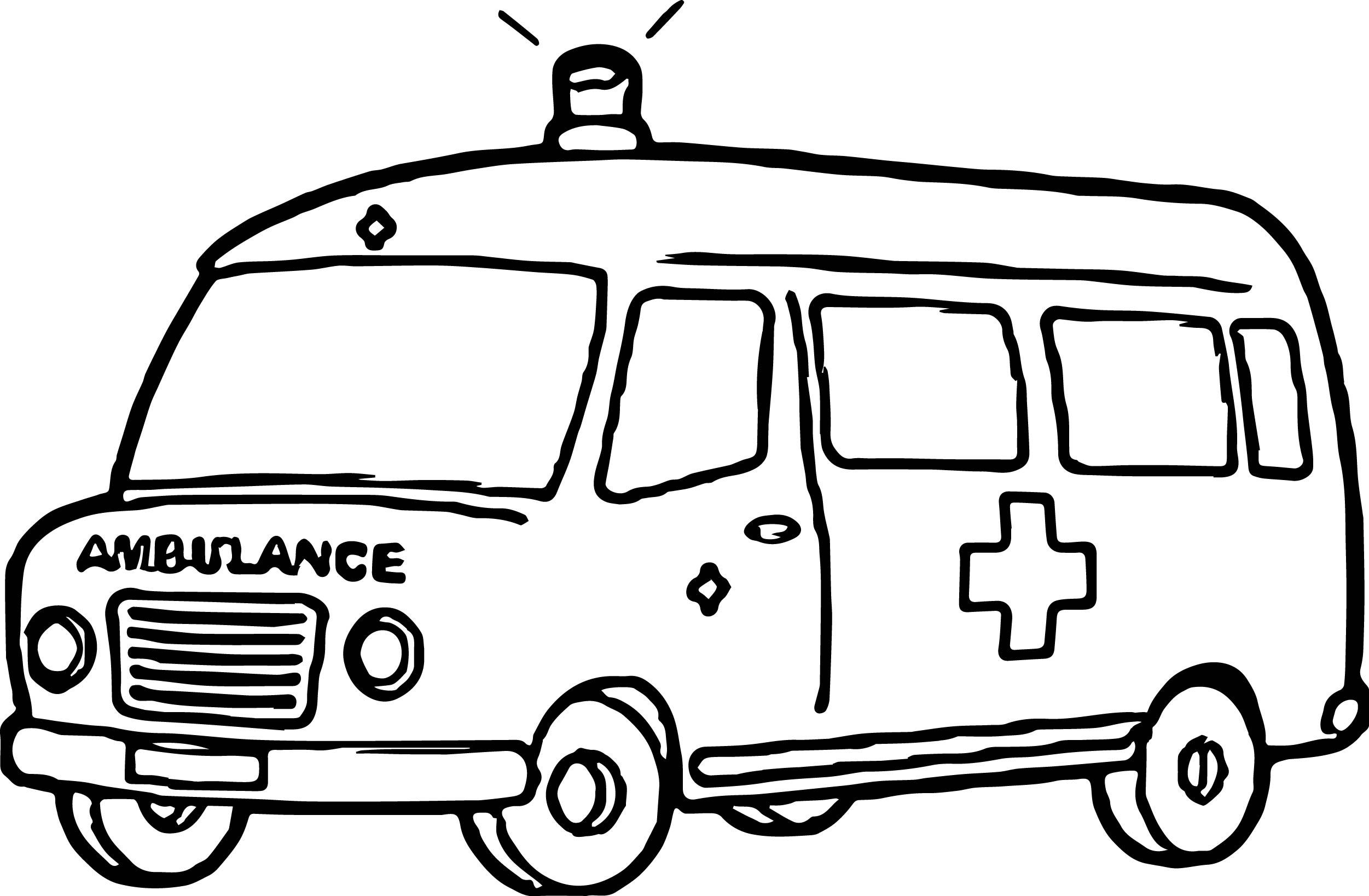 Раскраска машины Скорая помощь - картинка скорой для детей