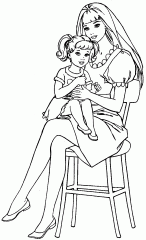 Мама и дочка на стуле