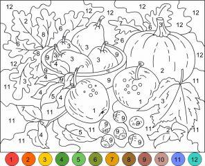 Раскраски по цифрам для взрослых овощи