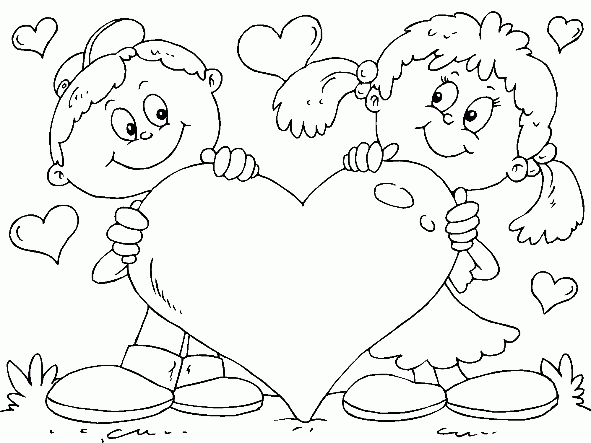 День святого Валентина Раскраски распечатать бесплатно.