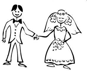 Невеста и жених держатся за руки