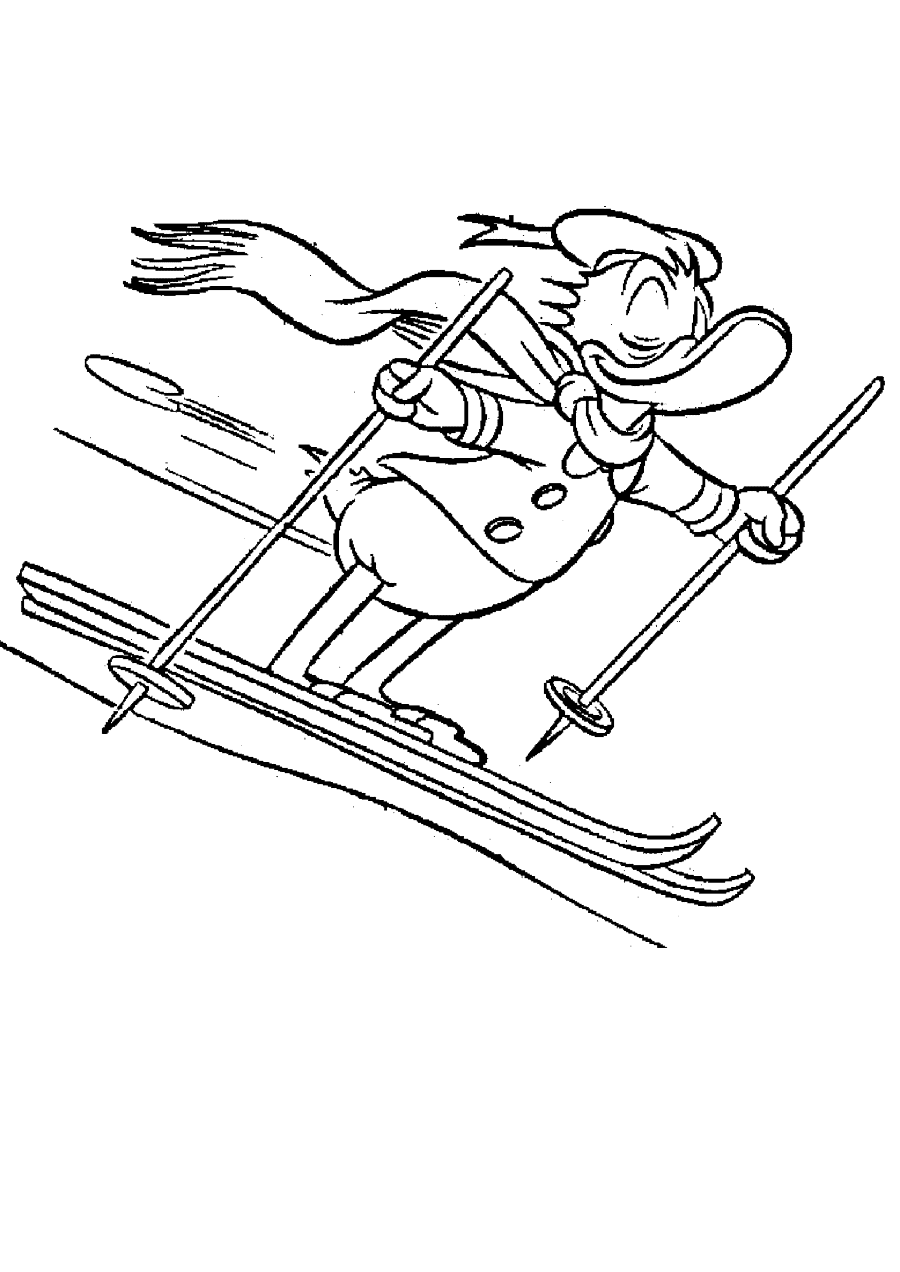 раскраска Три вида олимпийского лыжи. Биатлон и две горные лыжи, скоростного спуска и слалома