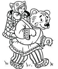 Раскраска Маша и медведь