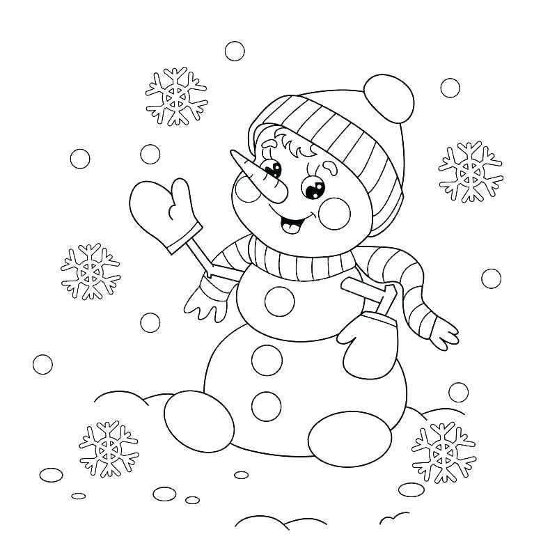 Снеговик танцует — раскраска для детей. Распечатать бесплатно.