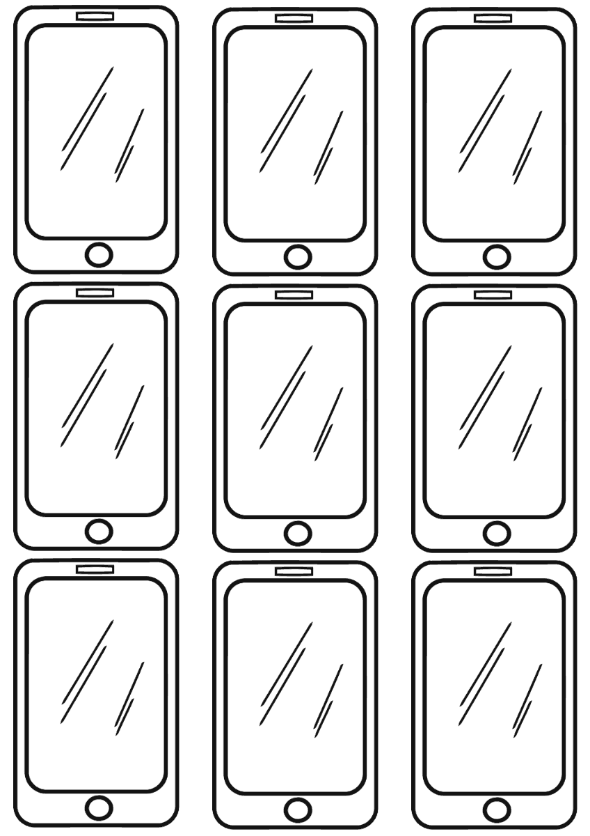 Раскраска много телефонов