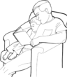 Папа и сын читают книгу