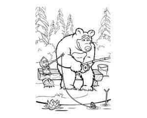 Маша и медведь на рыбалке