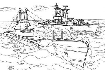 Подводная лодка и корабль