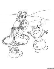 Раскраска Холодное сердце снеговик и Анна