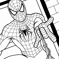 Раскраска Человек Паук пускает паутину