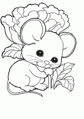 мышка с цветком