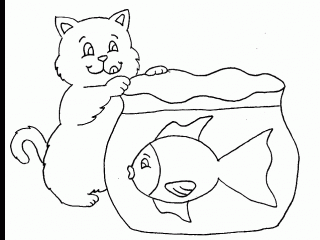 Котик и рыбка