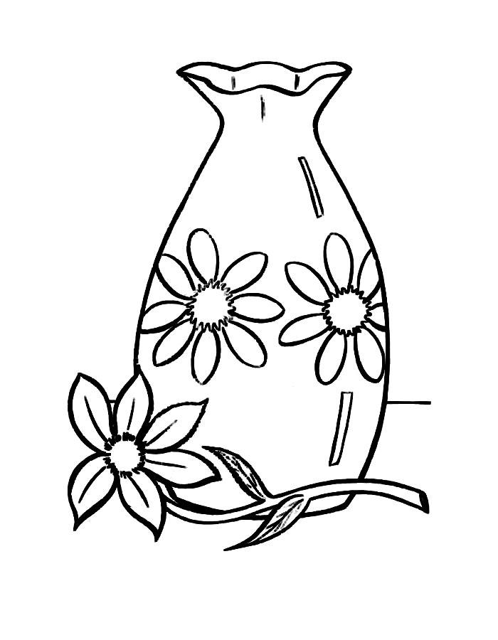 Раскраска ваза без цветов распечатать