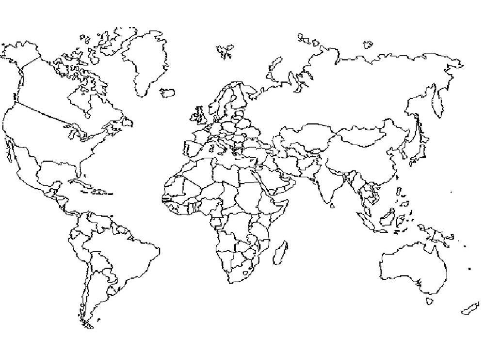 Скачать и распечатать Раскраска карта мира