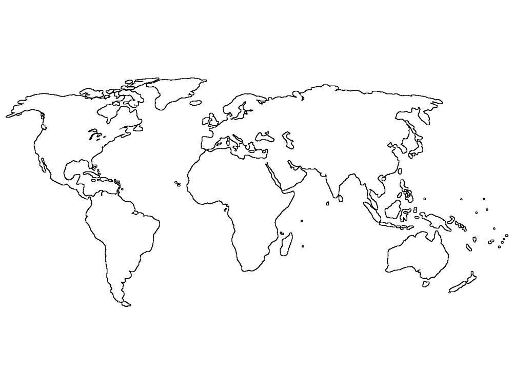 Раскраска Карта мира распечатать бесплатно