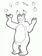 Раскраска Медведь жонглер