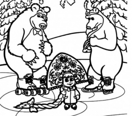 Раскраска Маша и Медведь