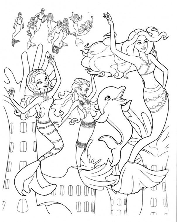 Раскраски с русалочками: Ариэль, Винкс, Барби и другие