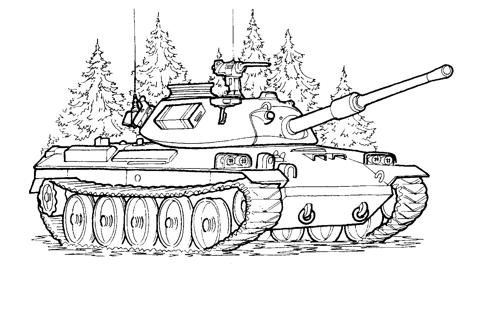«Танк Т-34, Россия» бесплатная раскраска для детей - мальчиков и девочек