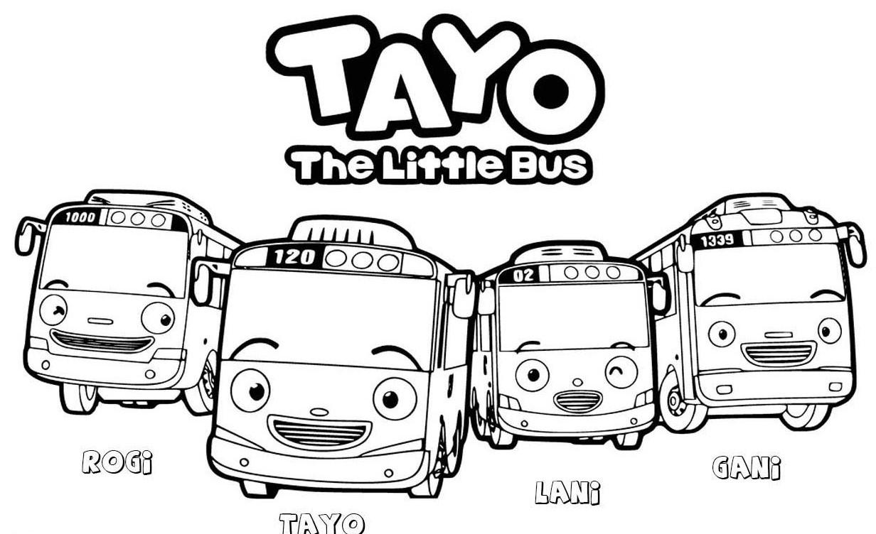 раскраска Тайо маленький автобус