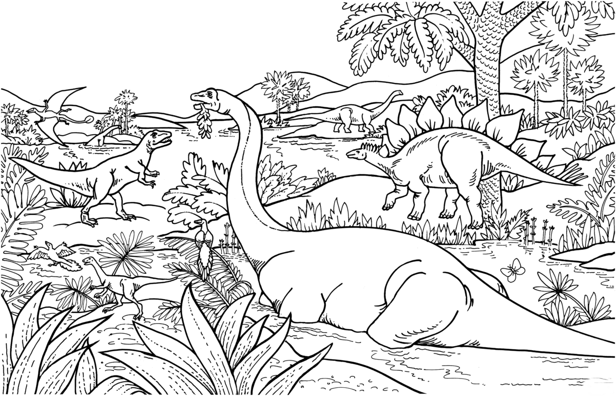 Динозавры и мамонты. Раскраска | Развитие детей | Книжки-раскраски | Сундучок детских книг