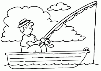 Мужчина в лодке с удочкой