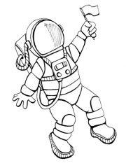 Космонавт с флажком
