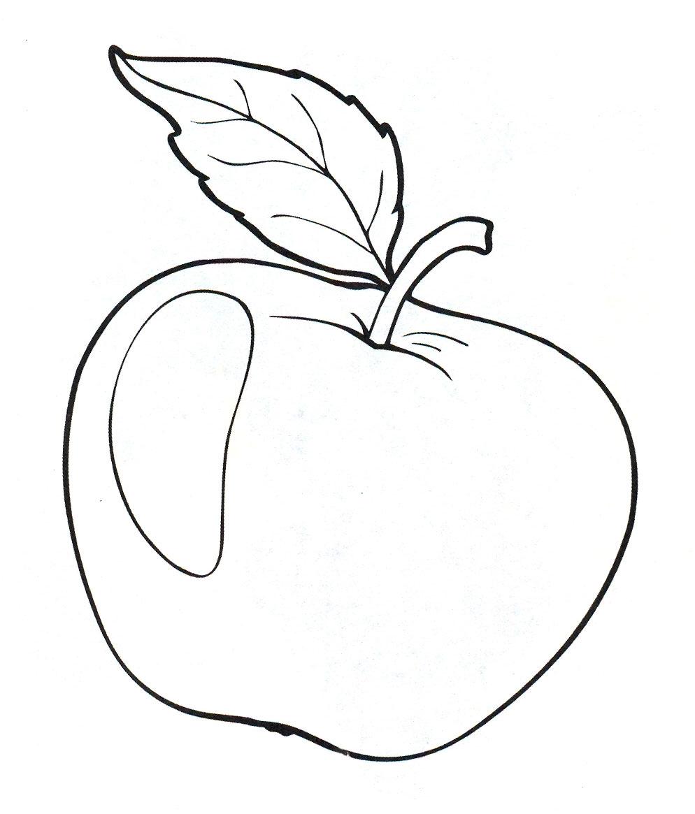 Яблоко картинка черно белая для детей