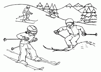 Раскраска Лыжные гонки